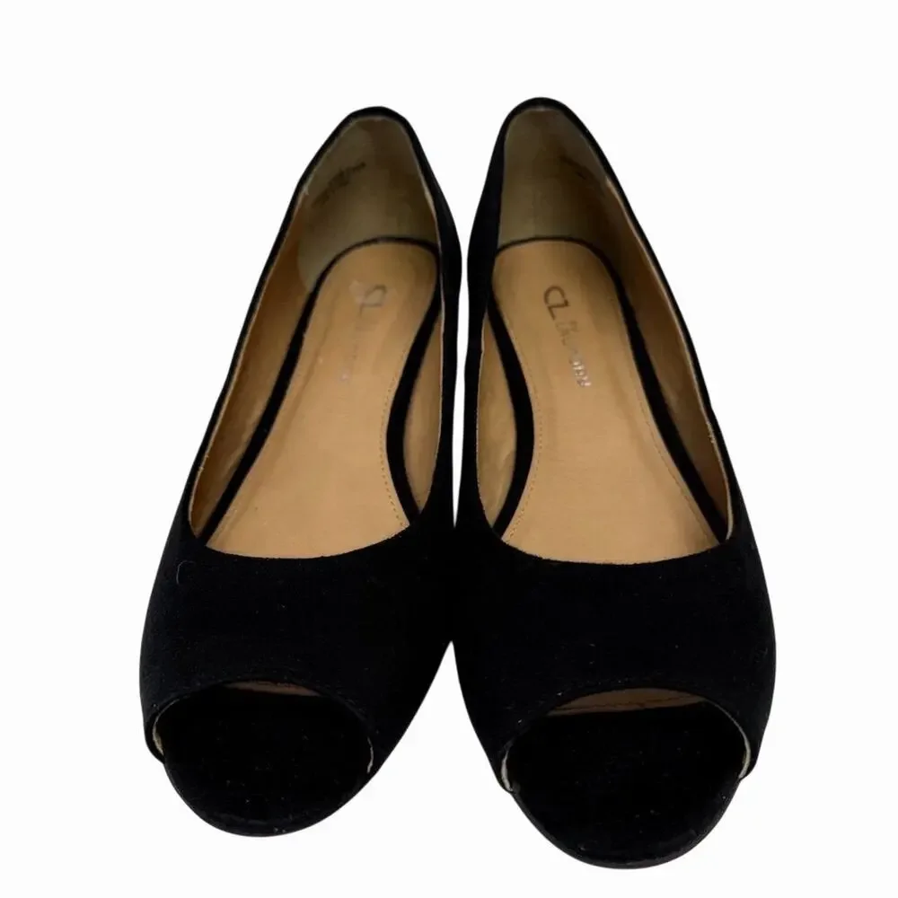 CL by Chinese Laundry Women's Black Peep Toe Wedge Heels Size 8.5 - Picture 2 of 9